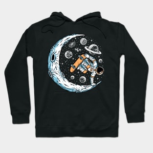 Astronaut Skateboarding on Moon Design Hoodie